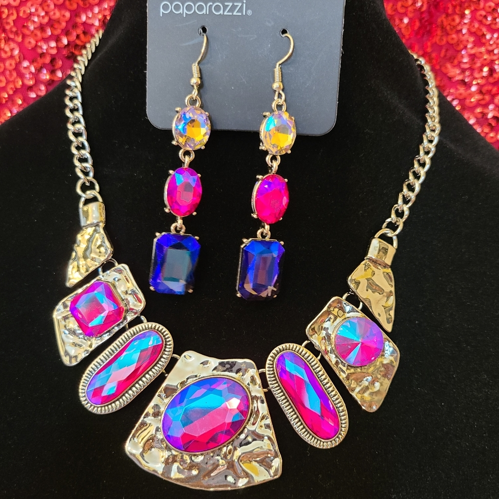 2 pc Paparazzi Futuristic Fashionista Pink Necklac